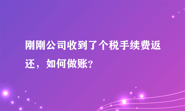 刚刚公司收到了个税手续费返还，如何做账？