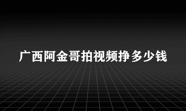 广西阿金哥拍视频挣多少钱