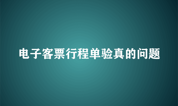 电子客票行程单验真的问题