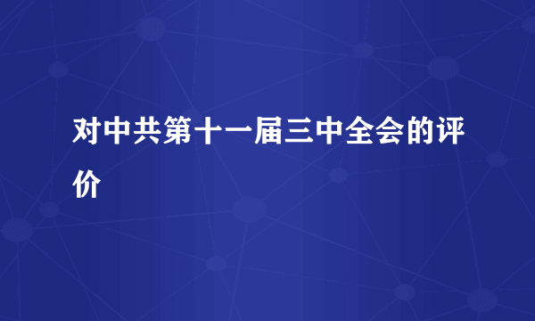 对中共第十一届三中全会的评价