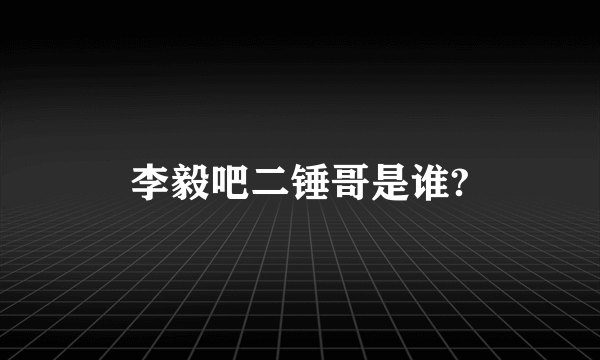 李毅吧二锤哥是谁?