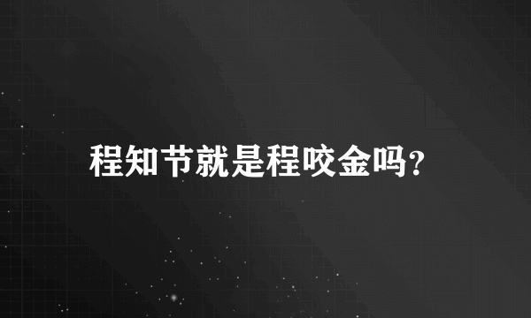 程知节就是程咬金吗？