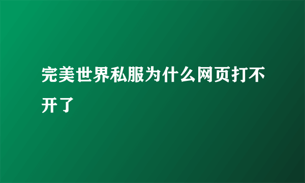 完美世界私服为什么网页打不开了