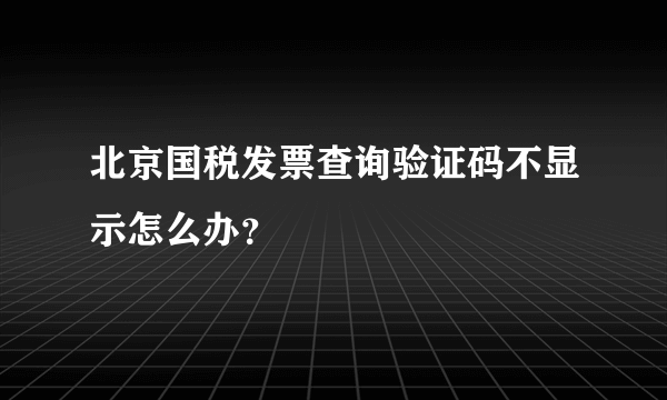 北京国税发票查询验证码不显示怎么办？