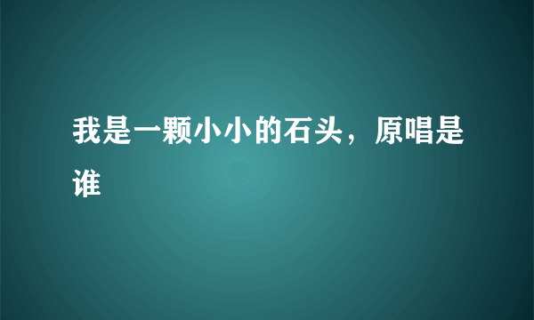 我是一颗小小的石头，原唱是谁