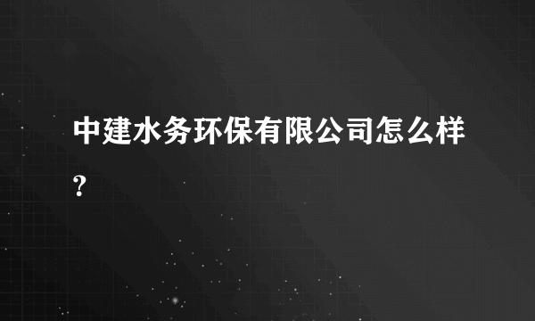 中建水务环保有限公司怎么样？