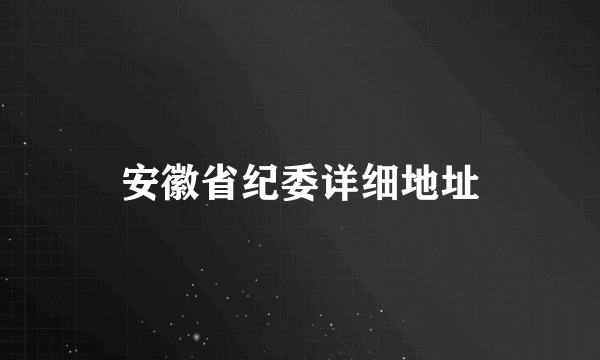 安徽省纪委详细地址