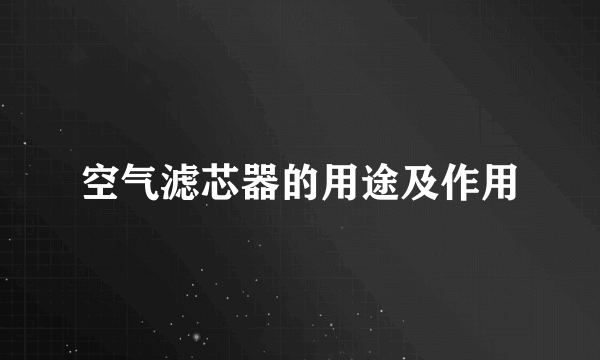 空气滤芯器的用途及作用