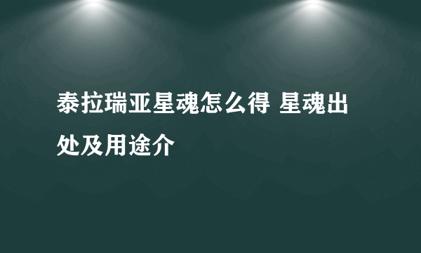 泰拉瑞亚星魂怎么得 星魂出处及用途介