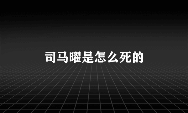 司马曜是怎么死的