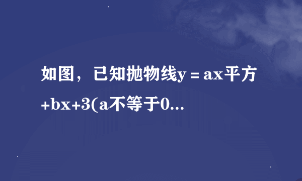 如图，已知抛物线y＝ax平方+bx+3(a不等于0)与x轴交于A(1,0)和点B（-3，0），与y轴