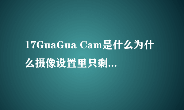 17GuaGua Cam是什么为什么摄像设置里只剩这玩样了。视频一开始好用的。