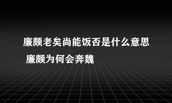 廉颇老矣尚能饭否是什么意思 廉颇为何会奔魏