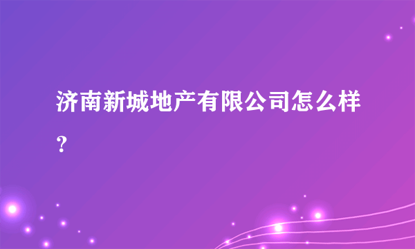 济南新城地产有限公司怎么样？