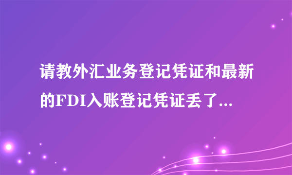 请教外汇业务登记凭证和最新的FDI入账登记凭证丢了，能补打吗？是去外