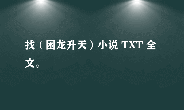 找（困龙升天）小说 TXT 全文。