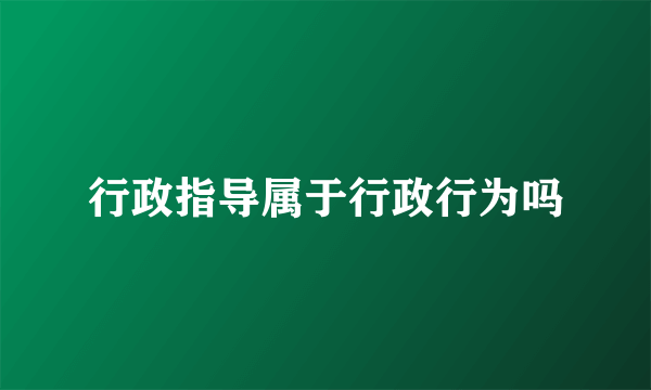 行政指导属于行政行为吗