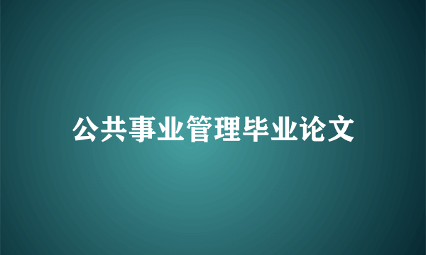 公共事业管理毕业论文