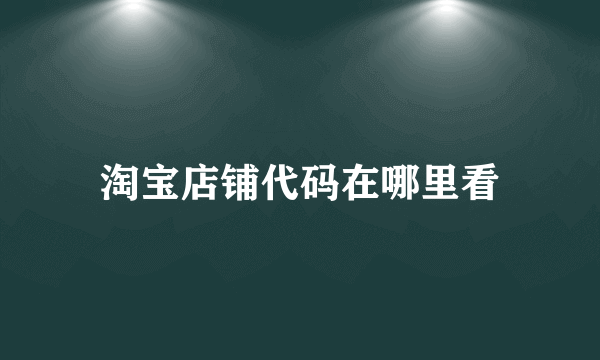 淘宝店铺代码在哪里看