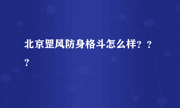 北京罡风防身格斗怎么样？？？