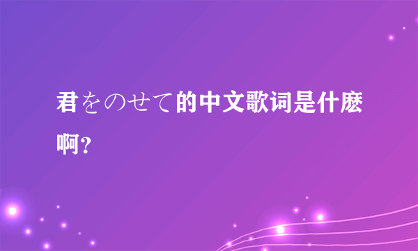 君をのせて的中文歌词是什麽啊？