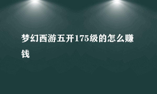 梦幻西游五开175级的怎么赚钱