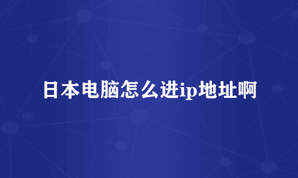 日本电脑怎么进ip地址啊