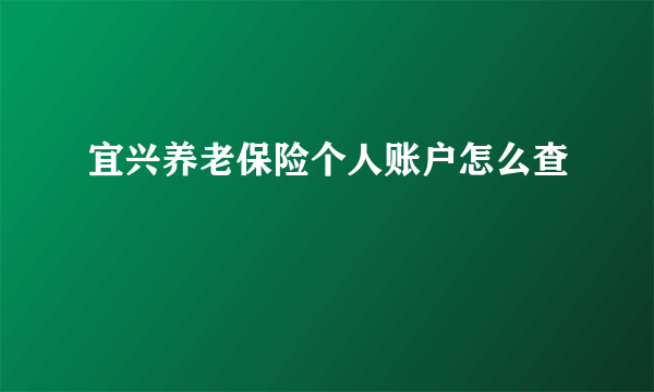 宜兴养老保险个人账户怎么查