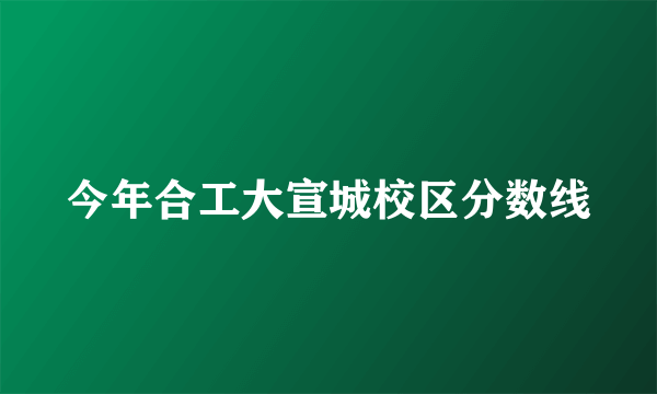 今年合工大宣城校区分数线