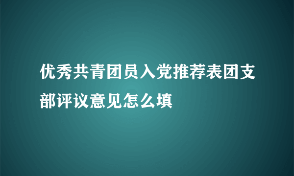 优秀共青团员入党推荐表团支部评议意见怎么填