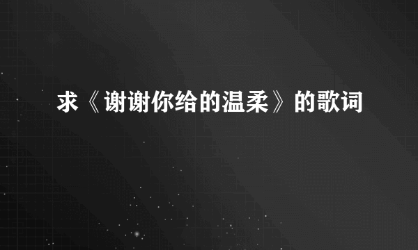 求《谢谢你给的温柔》的歌词