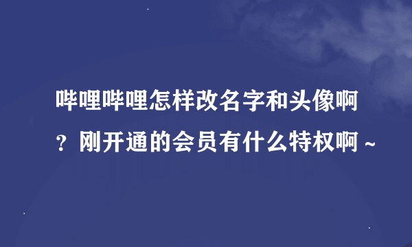 哔哩哔哩怎样改名字和头像啊？刚开通的会员有什么特权啊～