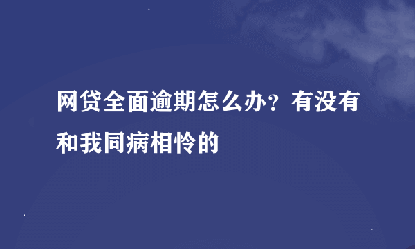 网贷全面逾期怎么办？有没有和我同病相怜的