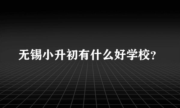 无锡小升初有什么好学校？