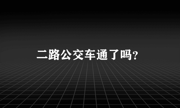 二路公交车通了吗？