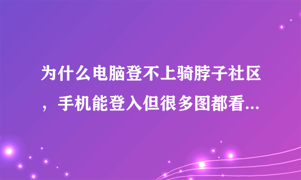 为什么电脑登不上骑脖子社区，手机能登入但很多图都看不了，这是怎么回事？