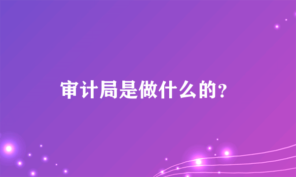 审计局是做什么的？