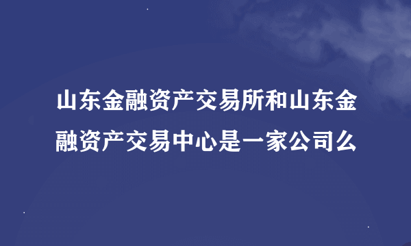 山东金融资产交易所和山东金融资产交易中心是一家公司么