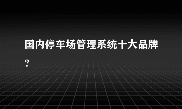 国内停车场管理系统十大品牌？