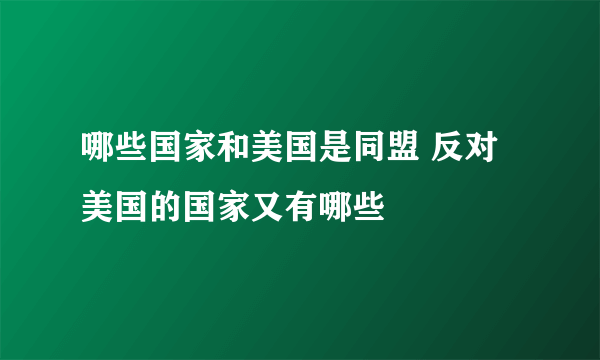 哪些国家和美国是同盟 反对美国的国家又有哪些