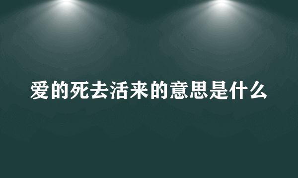 爱的死去活来的意思是什么