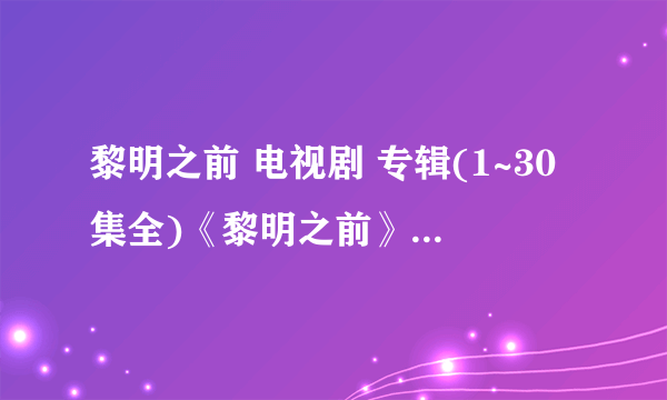 黎明之前 电视剧 专辑(1~30集全)《黎明之前》(30集全)