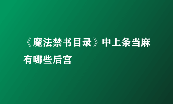 《魔法禁书目录》中上条当麻有哪些后宫