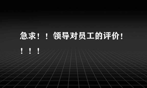 急求！！领导对员工的评价！！！！