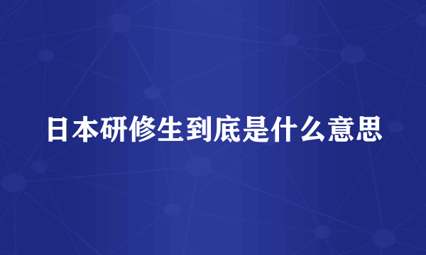 日本研修生到底是什么意思