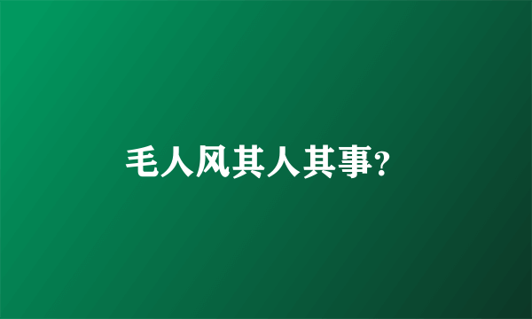 毛人风其人其事？