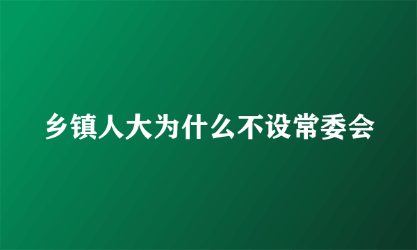 乡镇人大为什么不设常委会