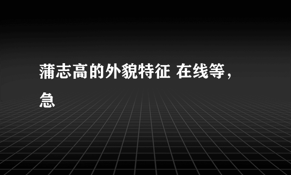 蒲志高的外貌特征 在线等，急