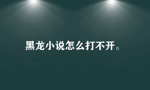 黑龙小说怎么打不开。