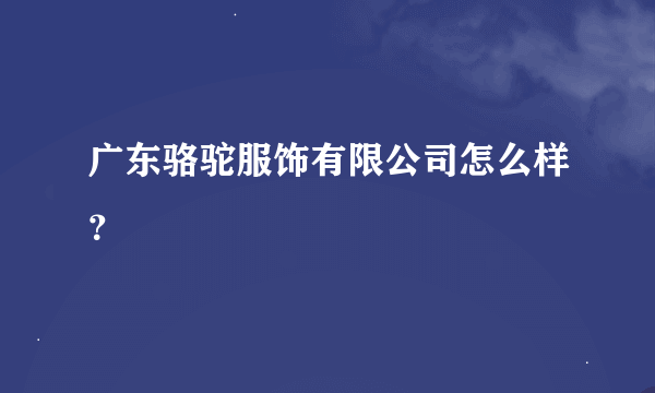 广东骆驼服饰有限公司怎么样？